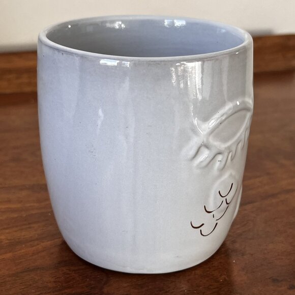 Starbucks Coffee Raised Siren Face Mug 2016 11 oz. Gray & Metallic Gold Cup Wink - Picture 6 of 9